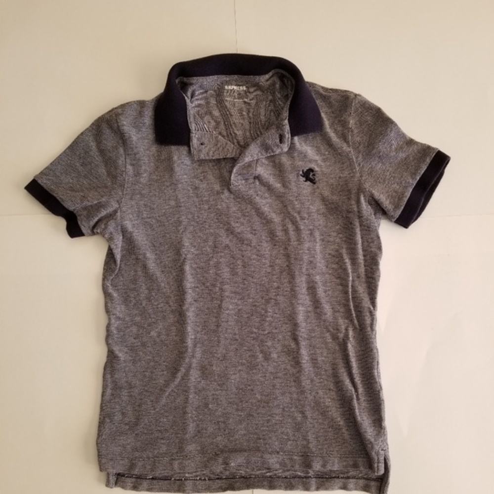 Express Mens Grey Polo Button Shirt Sz Small